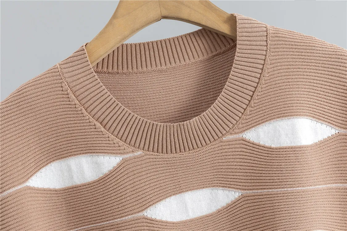 Khaki – Casual Striped Short-Sleeve Two Piece Set sold by Viva Estel product image thumbnail 3