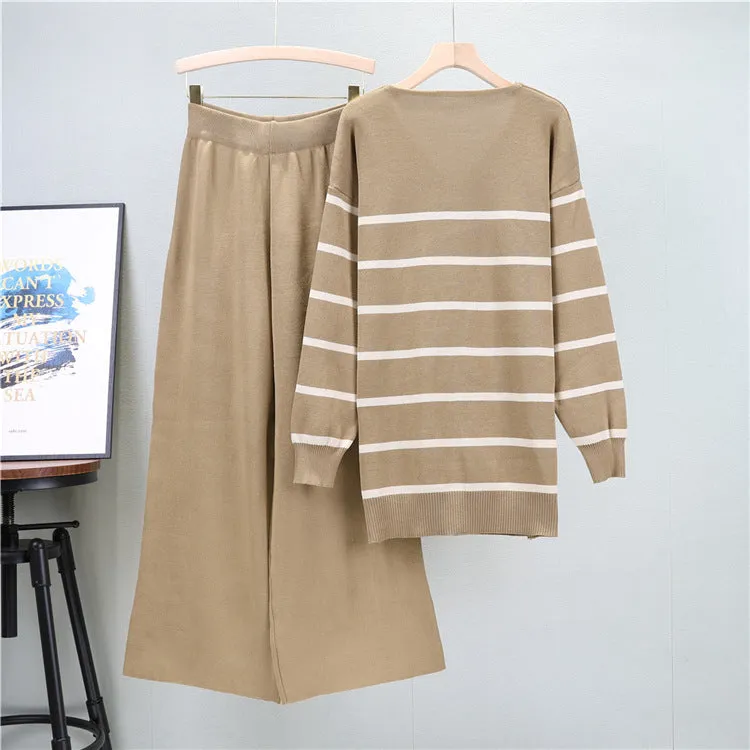 Khaki - Trendy Casual Wide-Leg Two Piece Set sold by Viva Estel product image thumbnail 2