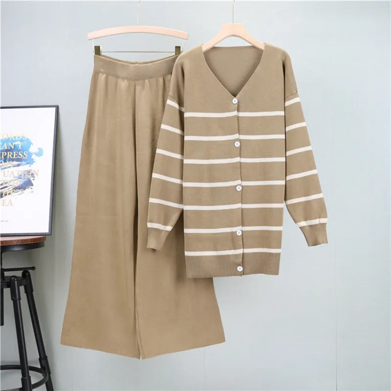 Khaki - Trendy Casual Wide-Leg Two Piece Set sold by Viva Estel