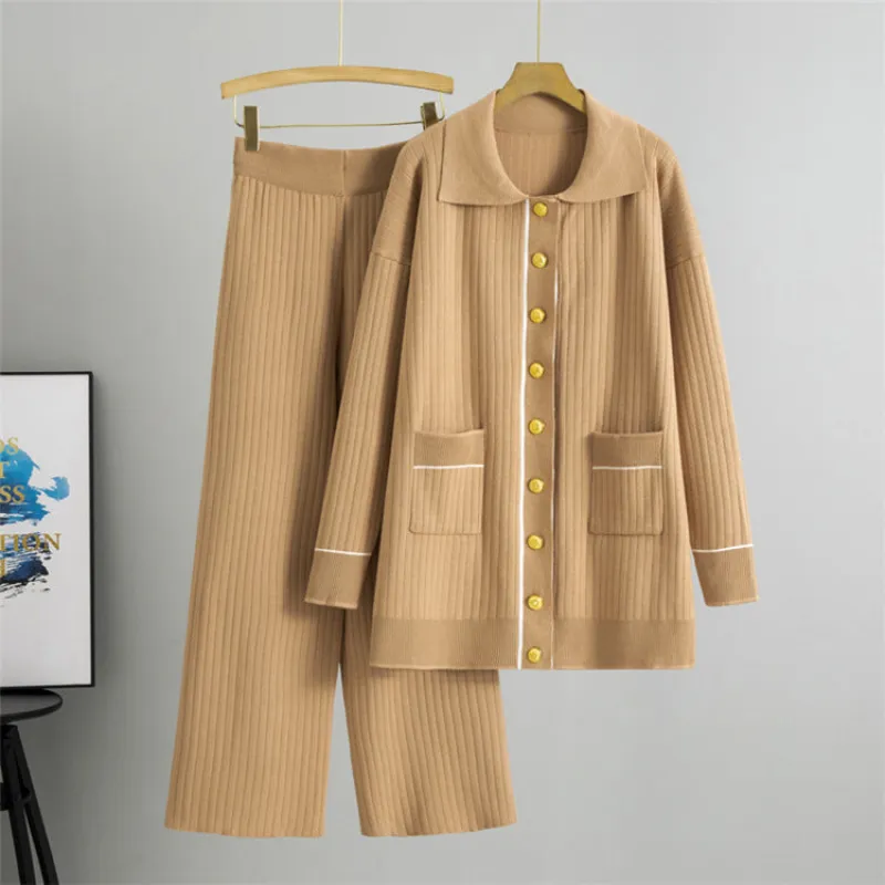 Khaki – Knitted Long Sweater Two Piece Set sold by Viva Estel