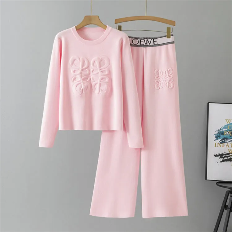 Pink – Knitted Casual Sportswear Two Piece Set sold by Viva Estel
