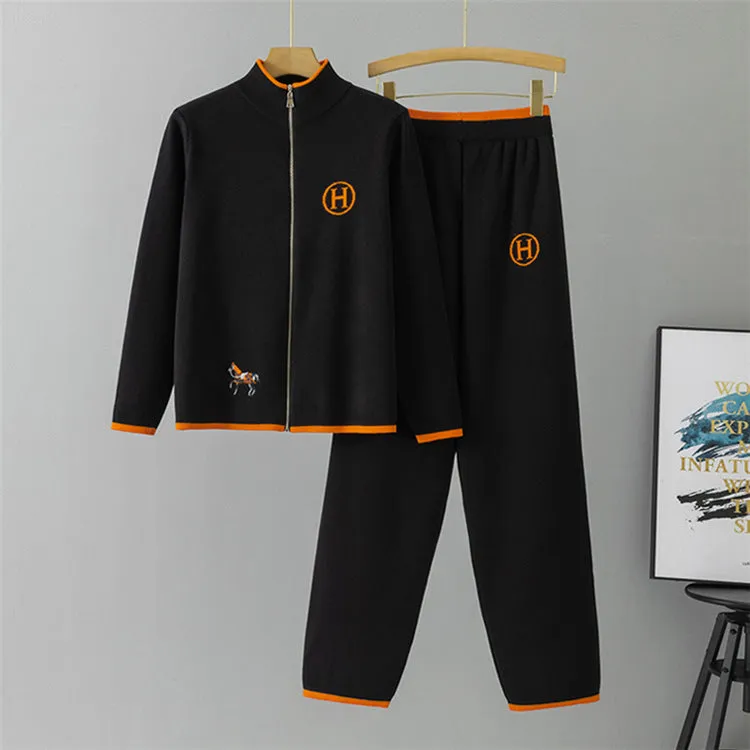 Black – Long Sleeve Knit Cardigan Two Piece Set sold by Viva Estel