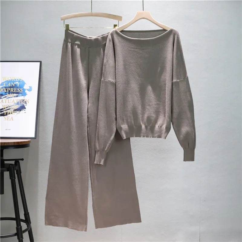 Camel – Loose Fit Knit Sweater Two Piece Set sold by Viva Estel