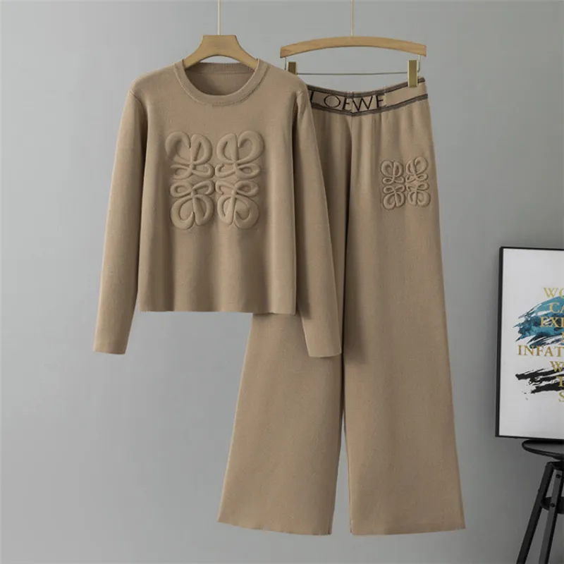 Khaki – Knitted Casual Sportswear Two Piece Set sold by Viva Estel
