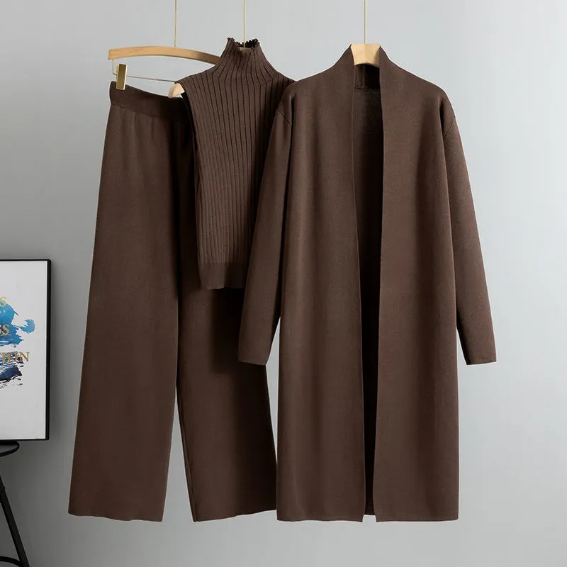 Coffee Elegant Knit Vest Three Piece Set sold by Viva Estel