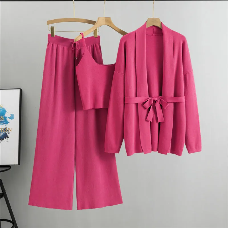 Rose Red – Cardigan Jacket & Camisole Three Piece Set sold by Viva Estel