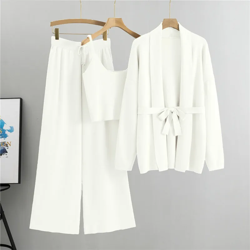 White – Cardigan Jacket & Camisole Three Piece Set sold by Viva Estel