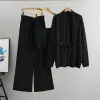 Black – Cardigan Jacket & Camisole Three Piece Set sold by Viva Estel