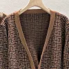 Coffee – Shawl Cardigan V-Neck Three Piece Set sold by Viva Estel