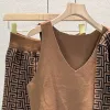 Coffee – Shawl Cardigan V-Neck Three Piece Set sold by Viva Estel