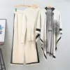 Apricot – Fashion Long-Sleeve Knit Three Piece Set sold by Viva Estel