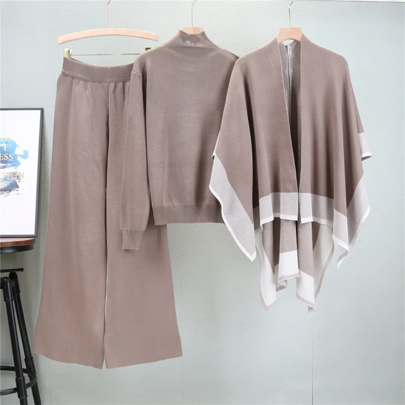 Camel – Loose Knit Sweater Three Piece Set sold by Viva Estel