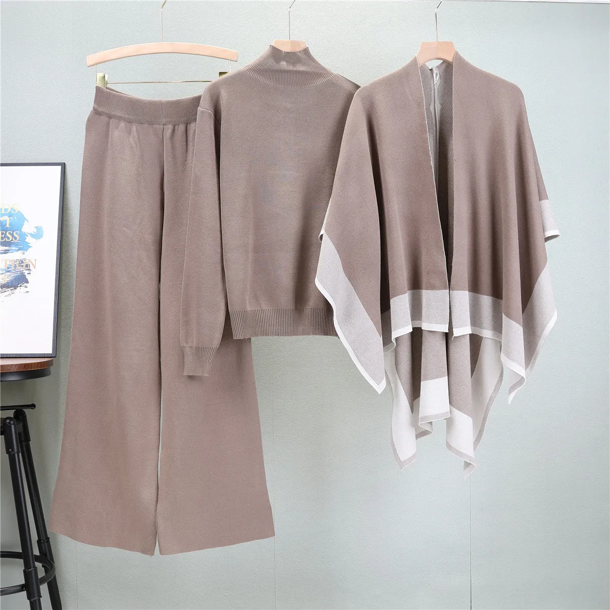 Camel – Loose Knit Sweater Three Piece Set sold by Viva Estel