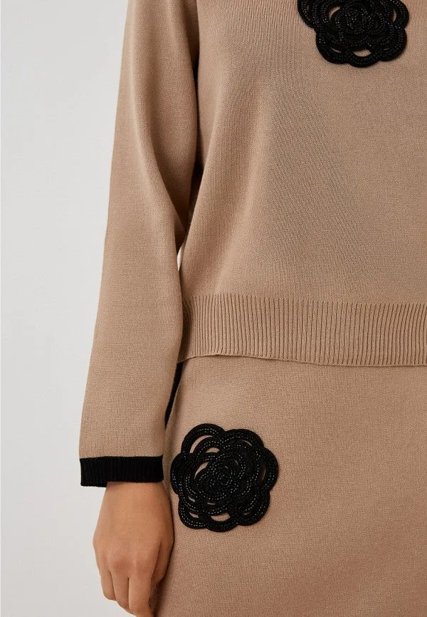 Khaki - Elegant Round Neck Contrast Two Piece Set sold by Viva Estel product image thumbnail 5