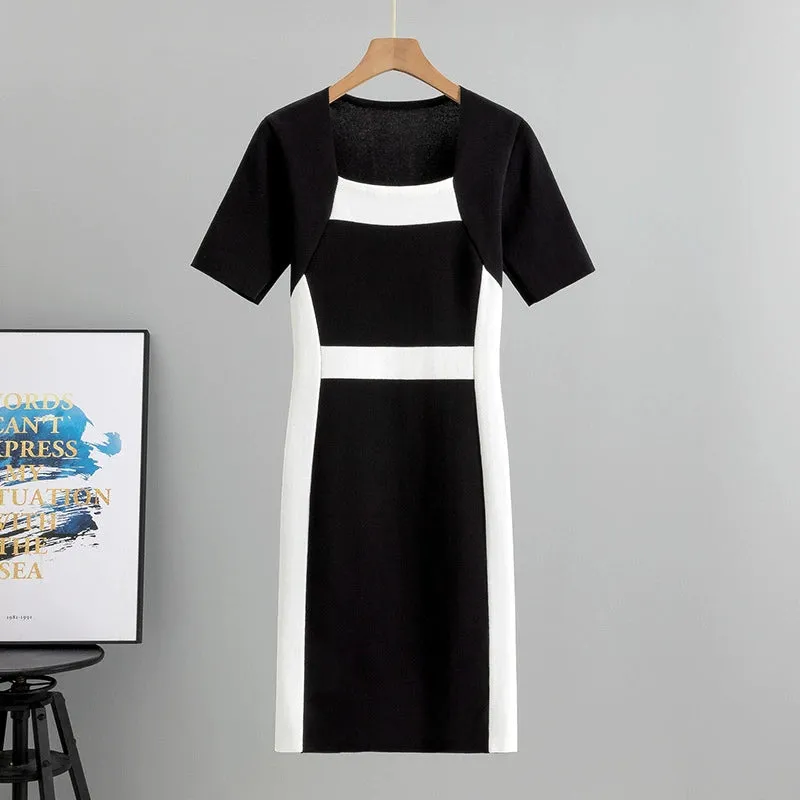 Black – Striped Pullover Knitted Dress sold by Viva Estel