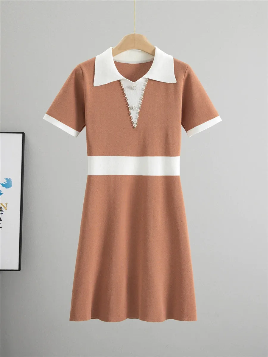 Coral Red – Slim Fit Short Sleeve Knitted Dress sold by Viva Estel product image thumbnail 2