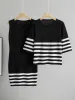 Black – Striped Tank Fitted Two-Piece Set sold by Viva Estel