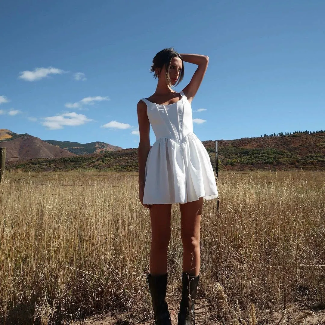 White – Waist-Cinching Camisole Slim Dress sold by Viva Estel