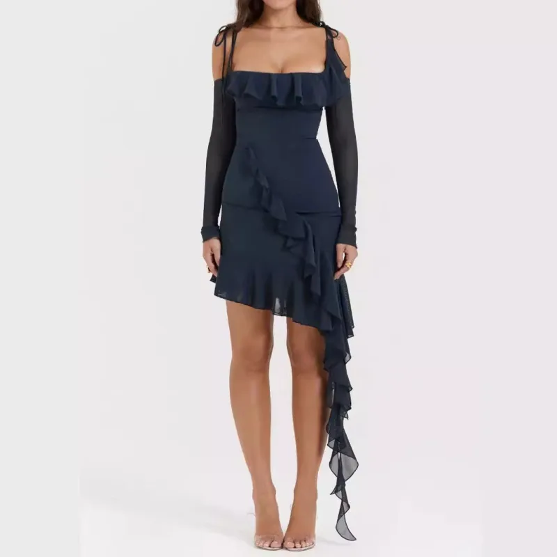 Dark Blue – Mesh Sexy Bodycon Dress sold by Viva Estel