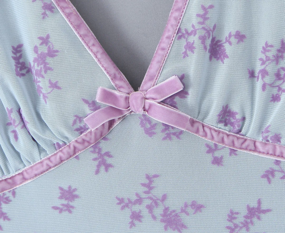 Blue – Mesh Floral Slim-Fit Dress sold by Viva Estel product image thumbnail 3