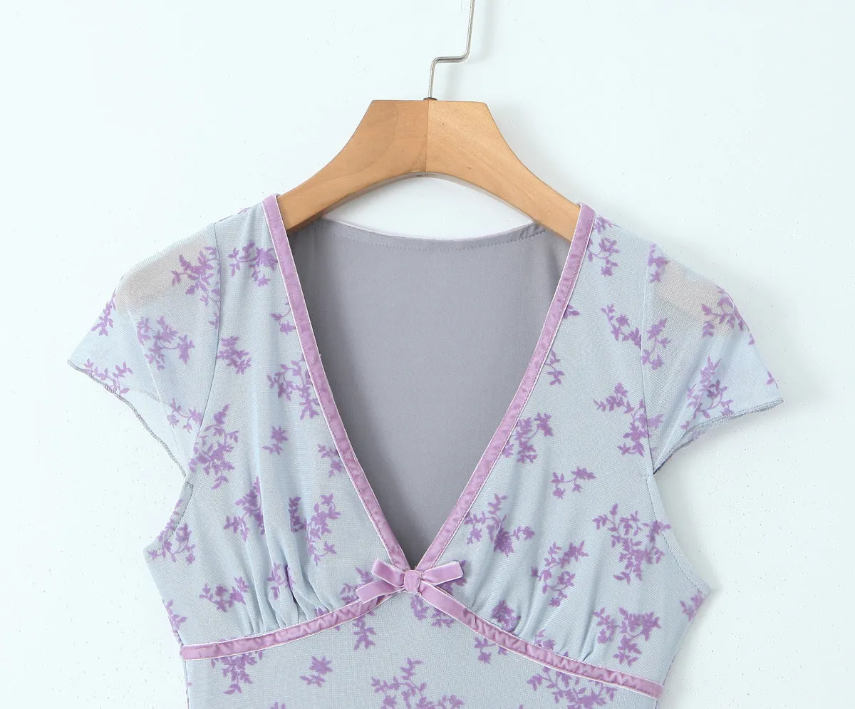 Blue – Mesh Floral Slim-Fit Dress sold by Viva Estel product image thumbnail 2