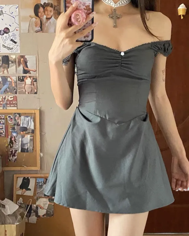 Gray – Slim Fit Waist-Hugging Bodycon Dress sold by Viva Estel