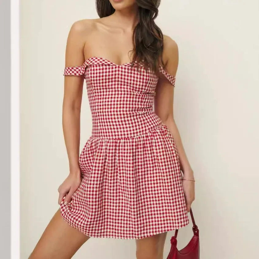Plaid – Slim Fit Plaid Mini Dress sold by Viva Estel