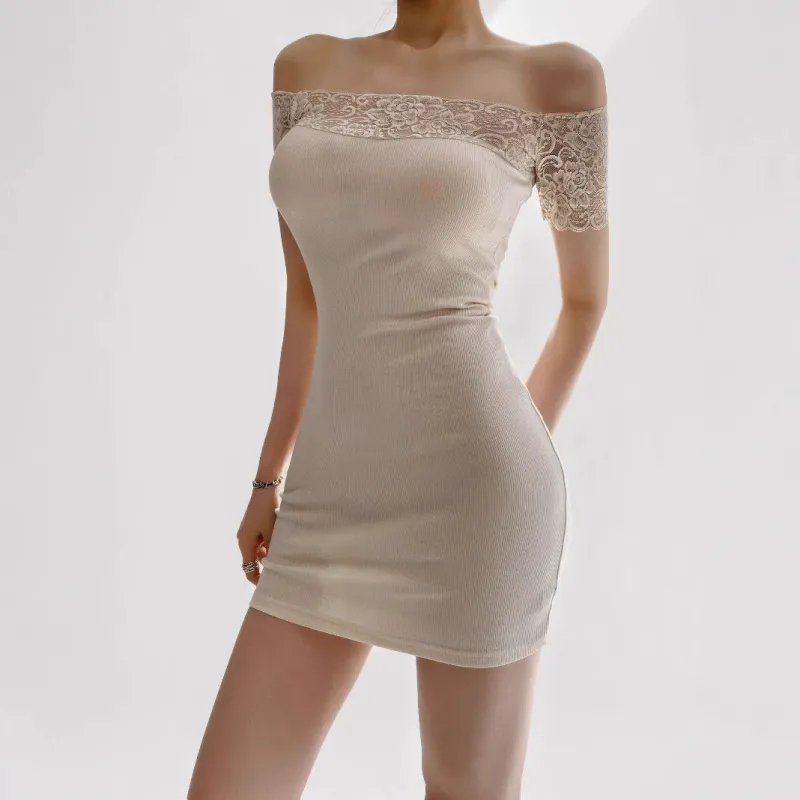 Apricot – Lace Strapless Bodycon Dress sold by Viva Estel