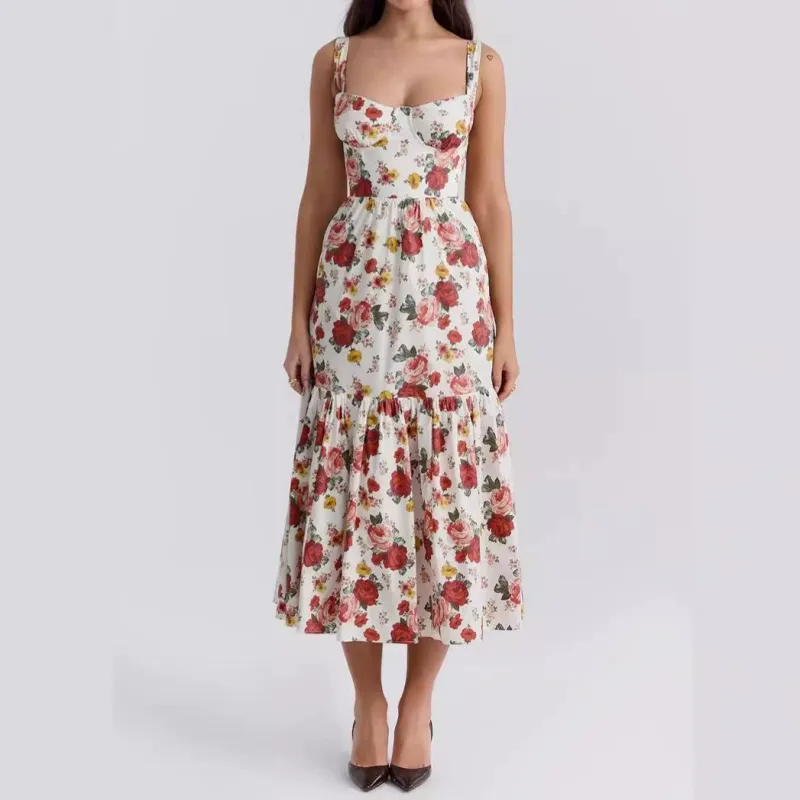 Floral – Backless Spaghetti Strap Dress sold by Viva Estel