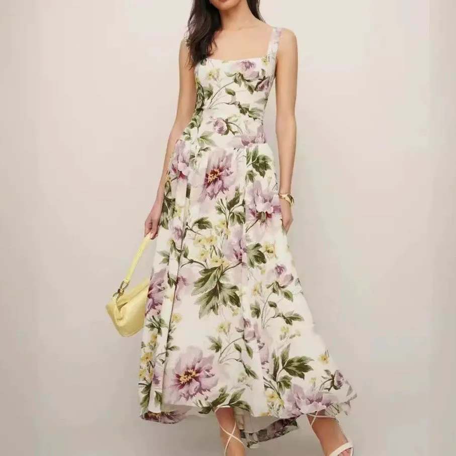 White - Fashion Floral Slim-Fit Sundress sold by Viva Estel