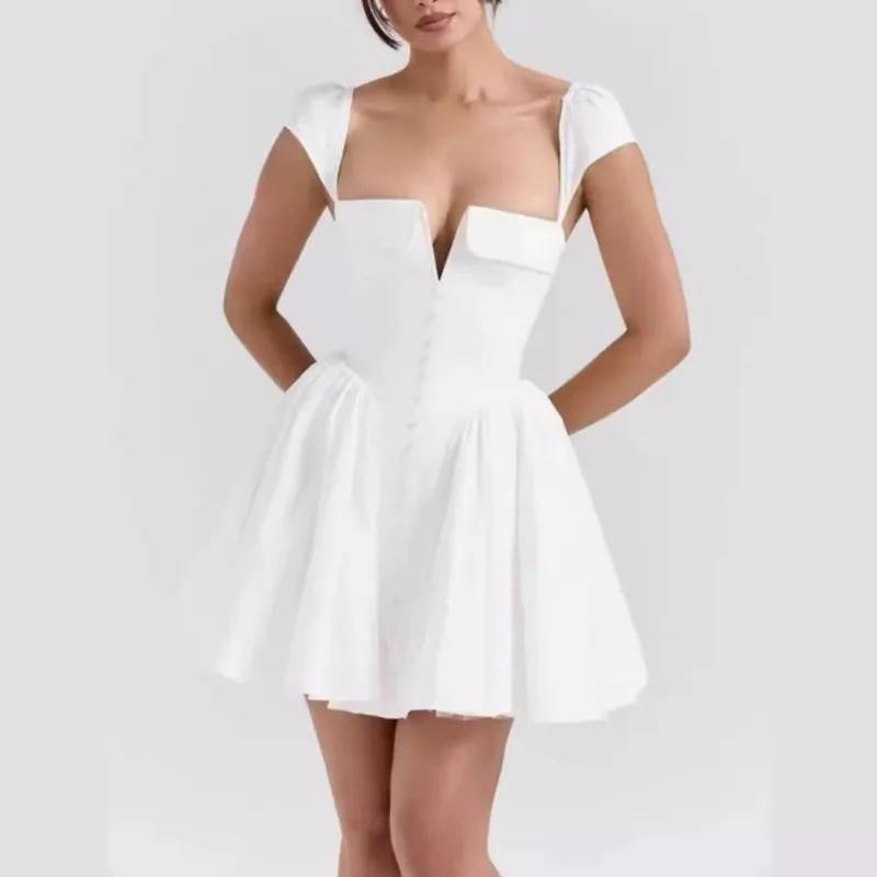 White – Slim Fit Short Dress sold by Viva Estel