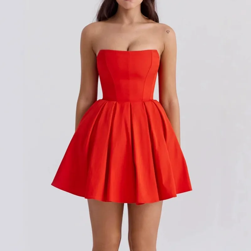 Red – Strapless Backless Mini Dress sold by Viva Estel