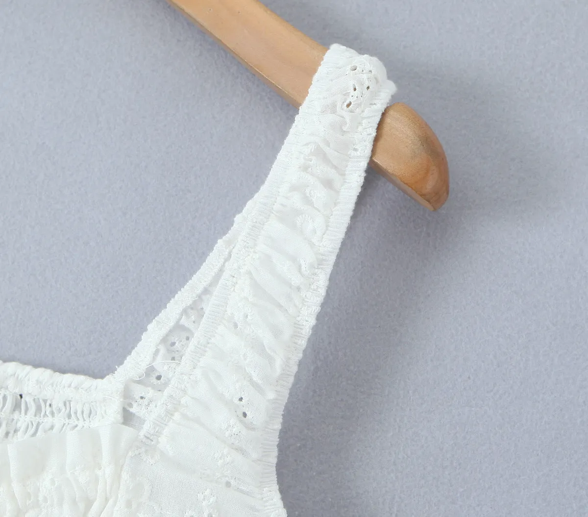 White - Lace Spliced Spaghetti Strap Dress sold by Viva Estel product image thumbnail 3