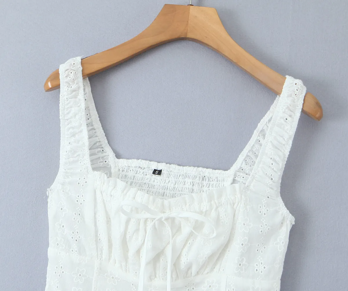 White - Lace Spliced Spaghetti Strap Dress sold by Viva Estel product image thumbnail 2