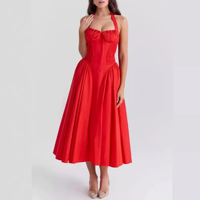 Red - Backless Halter Bodycon Dress sold by Viva Estel