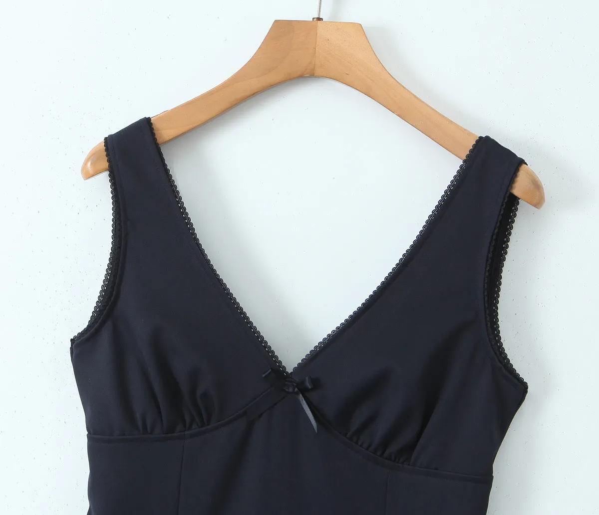 Black – Deep V-Neck Sexy Slim A-Line Dress sold by Viva Estel product image thumbnail 5