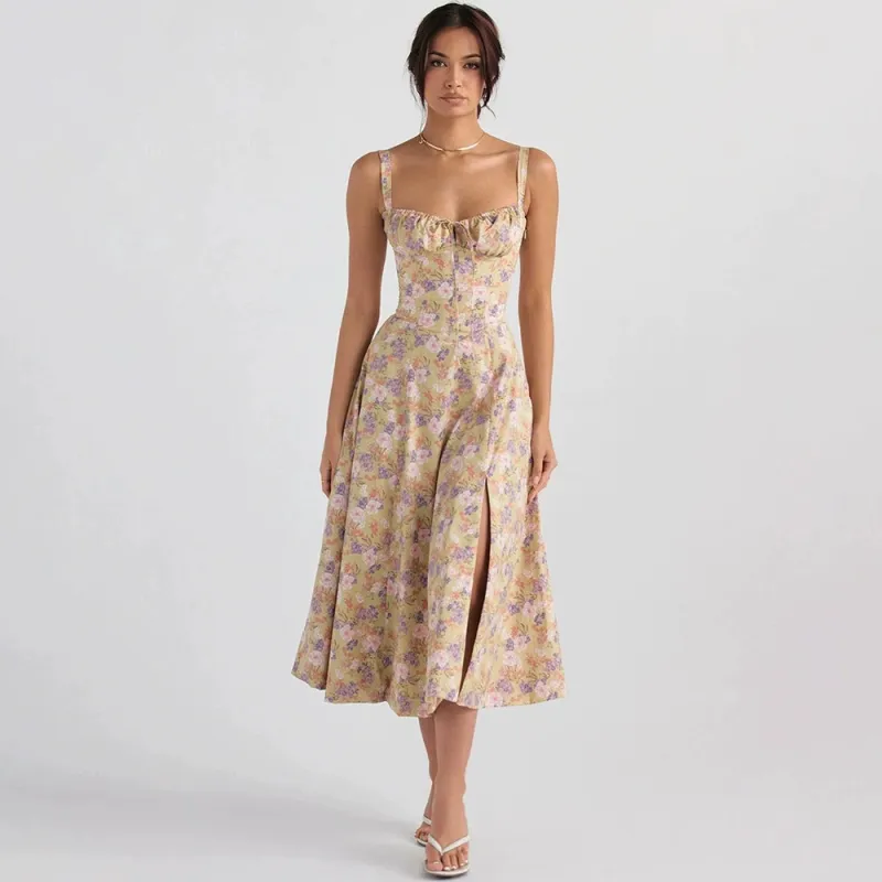 Floral - Sexy Spaghetti Strap Vacation Dress sold by Viva Estel