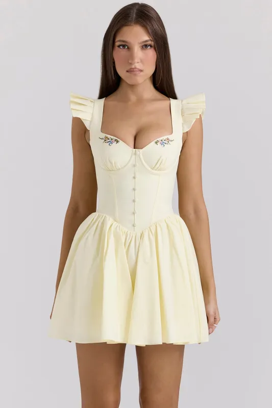 Light Yellow – Sweet & Spicy Lace Strap Dress sold by Viva Estel