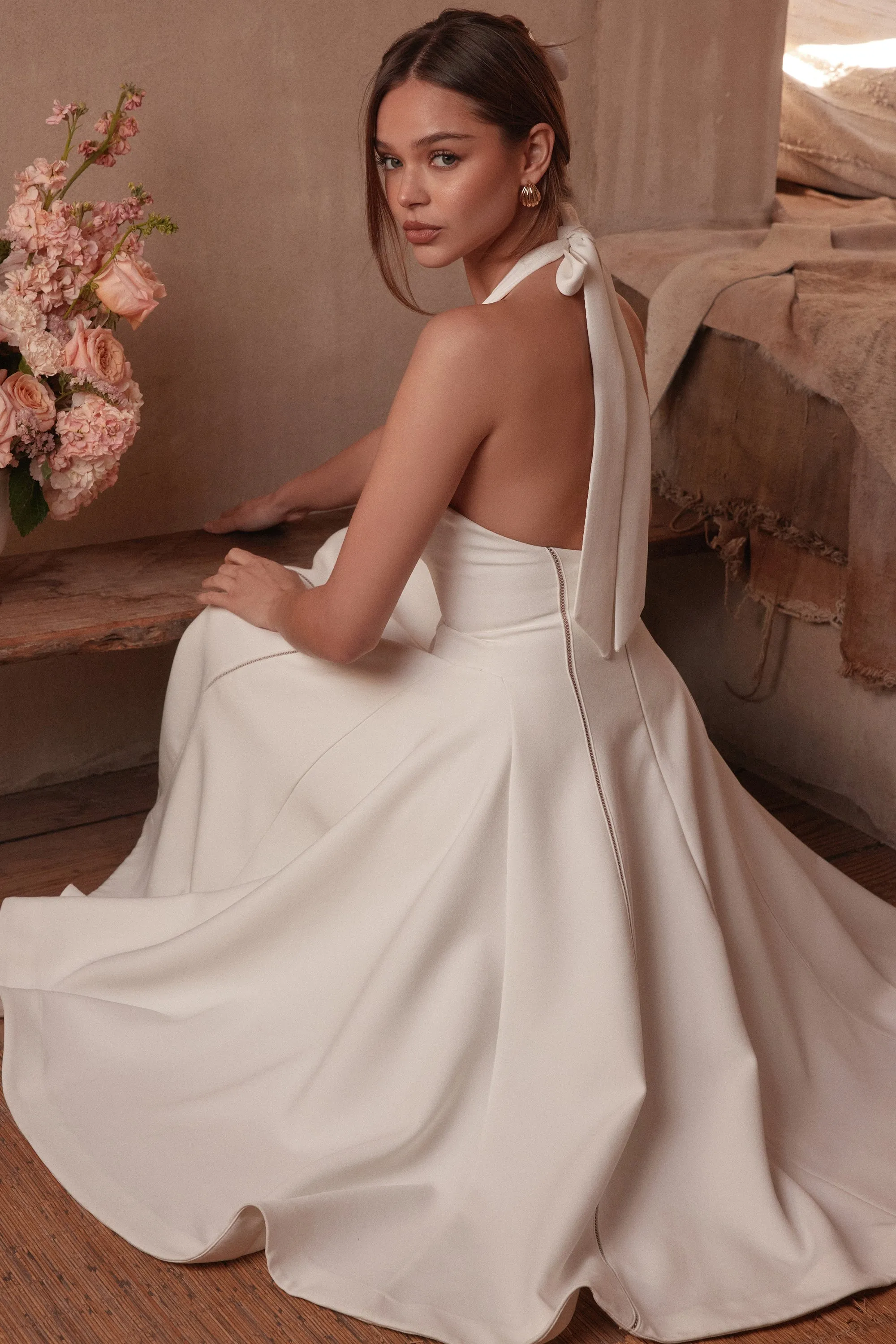 White – Ruched Slim-Fit Halter Dress sold by Viva Estel product image thumbnail 2