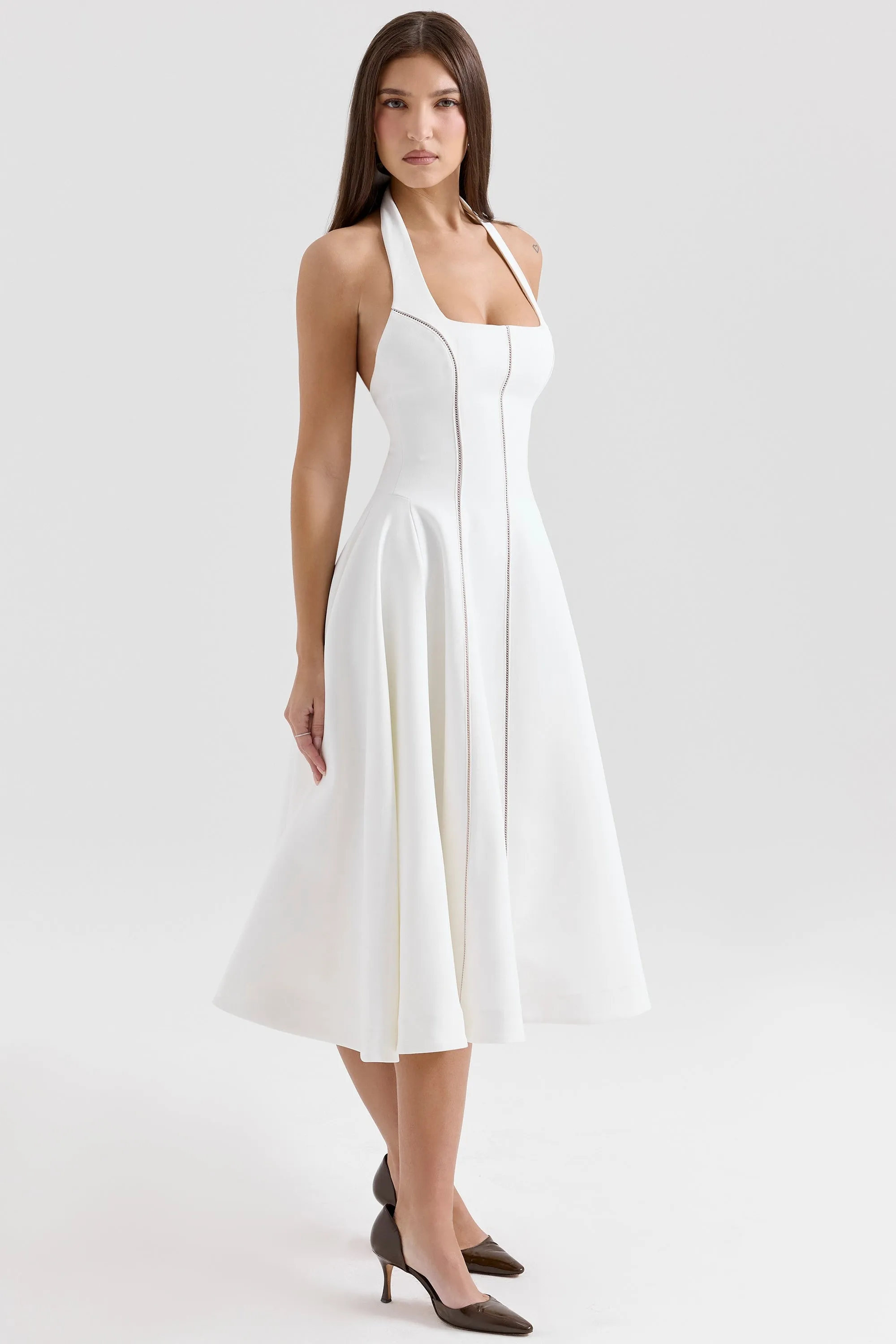 White – Ruched Slim-Fit Halter Dress sold by Viva Estel product image thumbnail 5