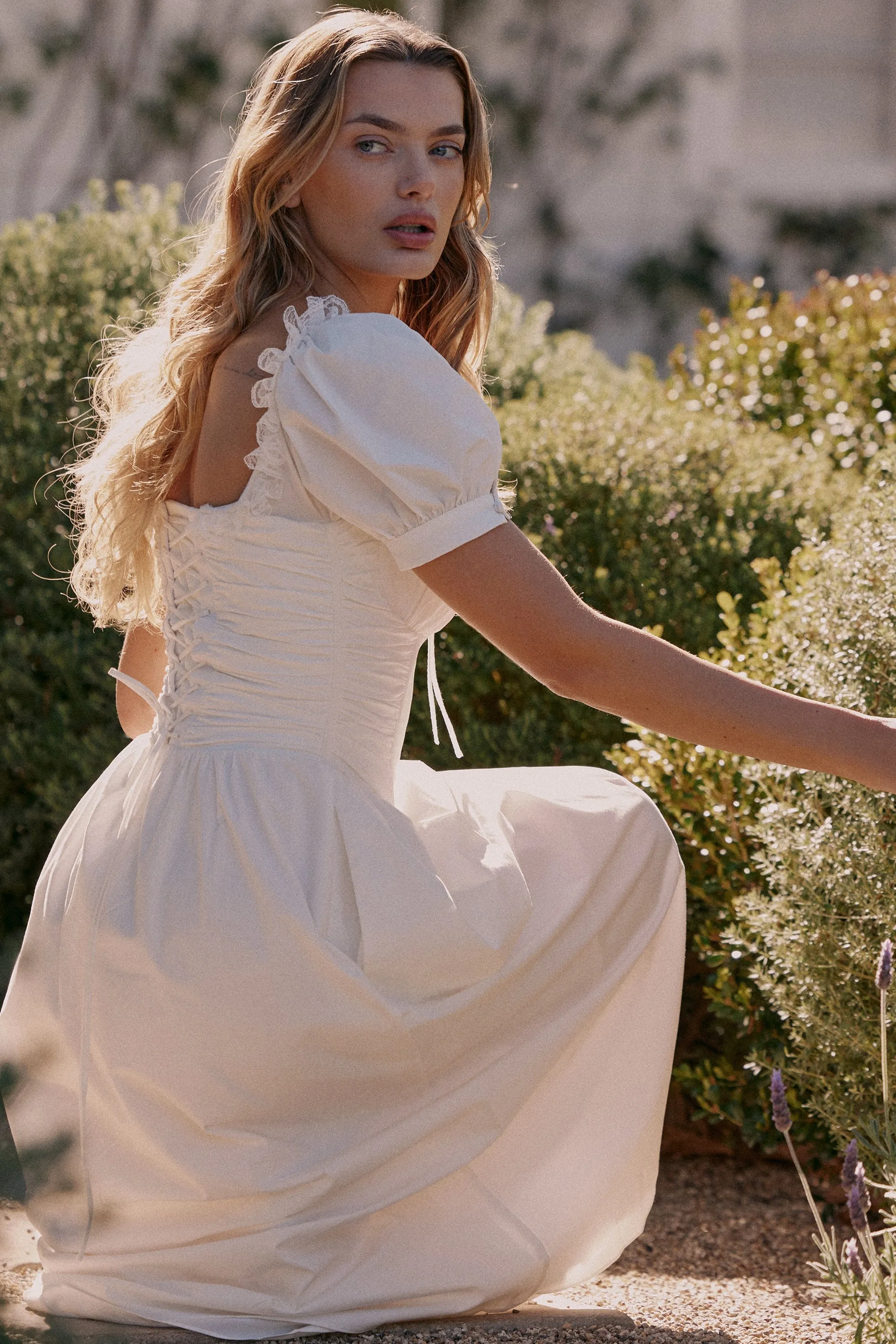 White – Sweet Lace-Panel A-Line Dress sold by Viva Estel product image thumbnail 2