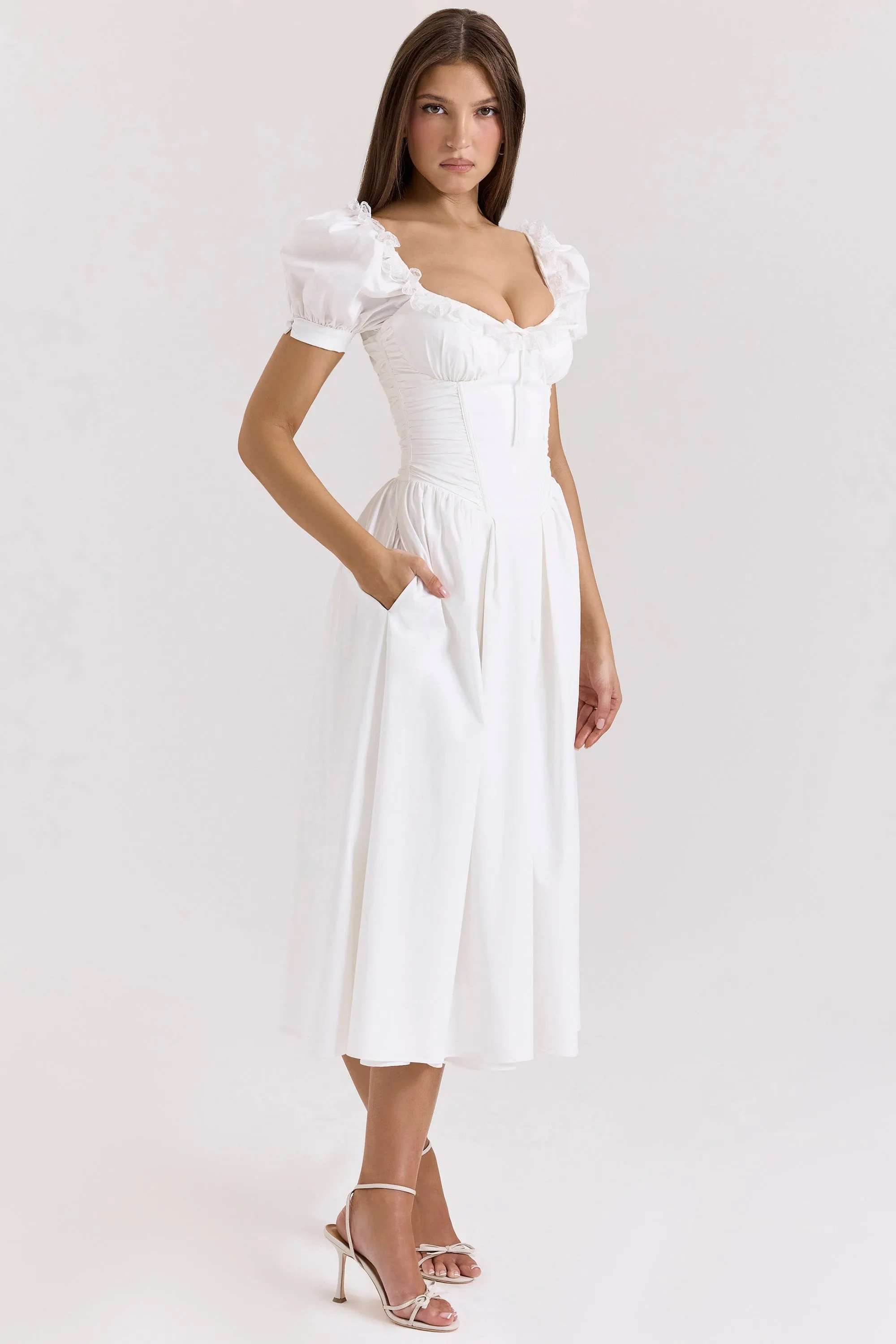 White – Sweet Lace-Panel A-Line Dress sold by Viva Estel product image thumbnail 4