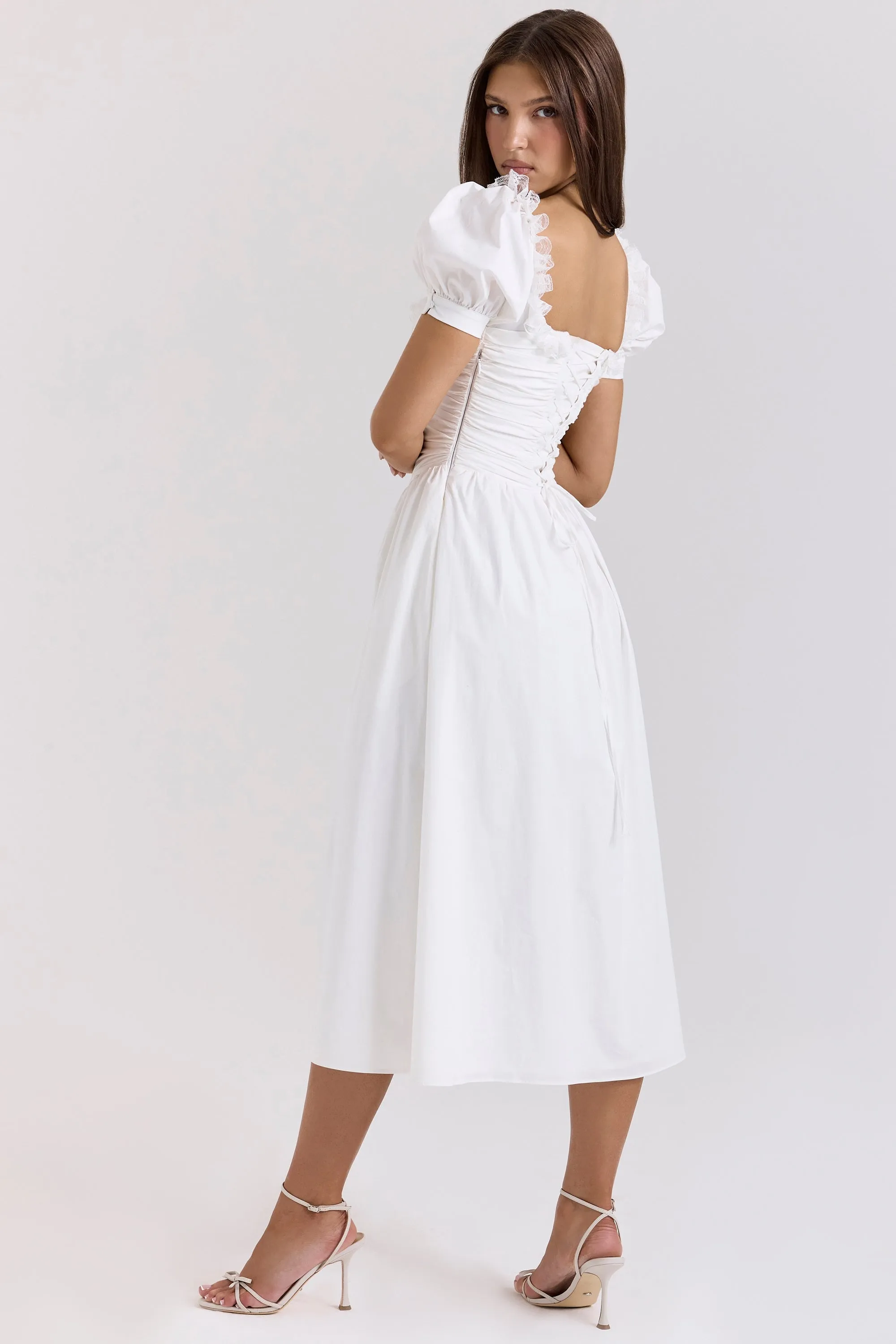 White – Sweet Lace-Panel A-Line Dress sold by Viva Estel product image thumbnail 5