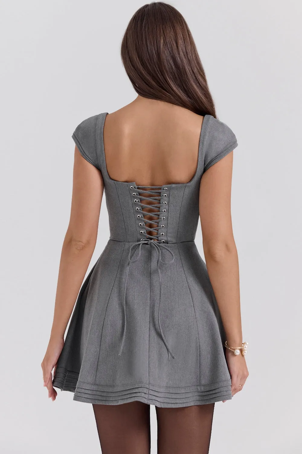 Gray – Sexy Low-Cut Waist-Cinching A-Line Dress sold by Viva Estel product image thumbnail 5