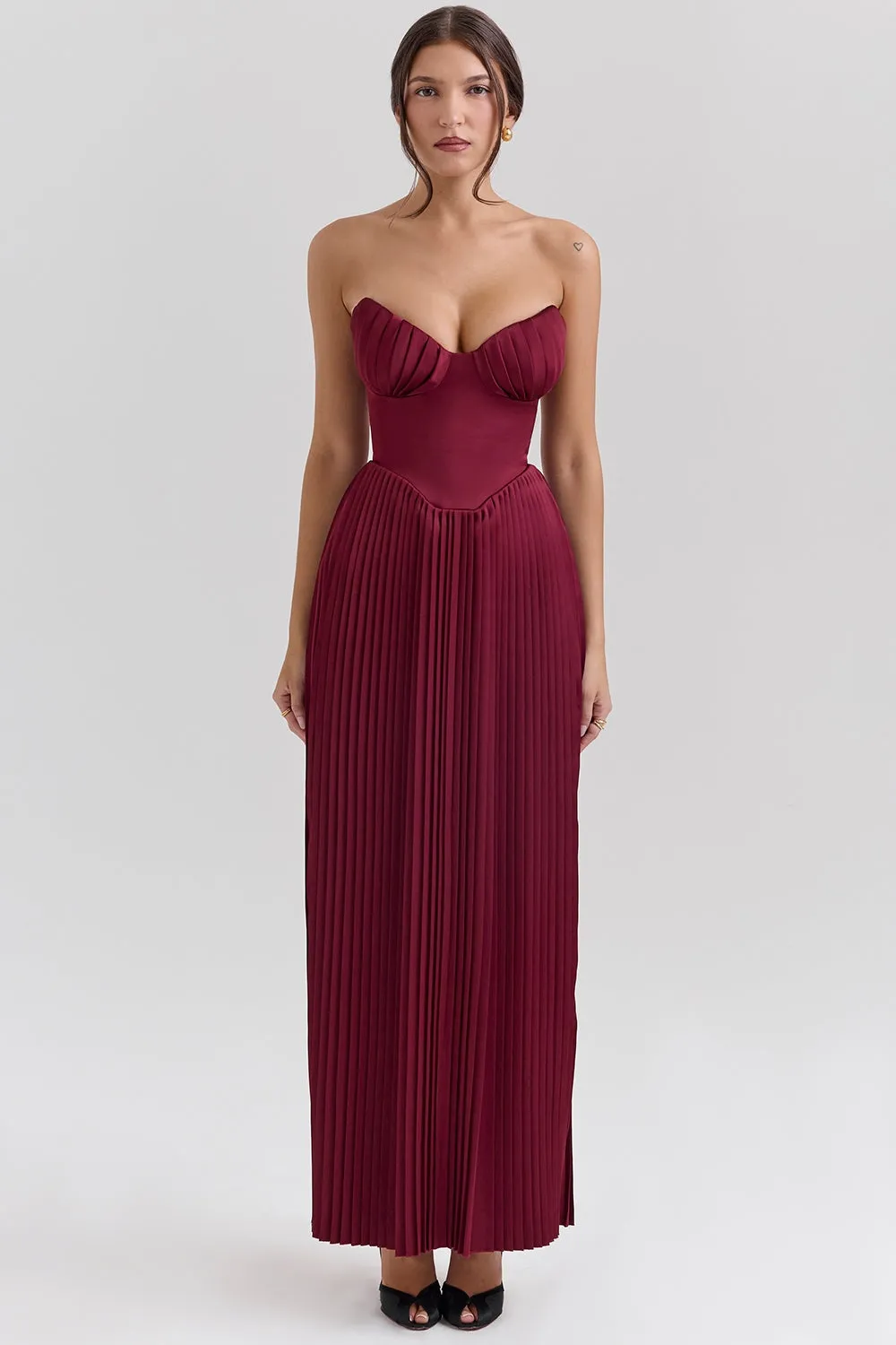 Wine Red – Sexy Strapless Slim Fit Maxi Dress sold by Viva Estel