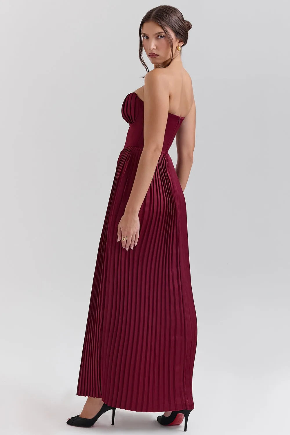 Wine Red – Sexy Strapless Slim Fit Maxi Dress sold by Viva Estel product image thumbnail 5