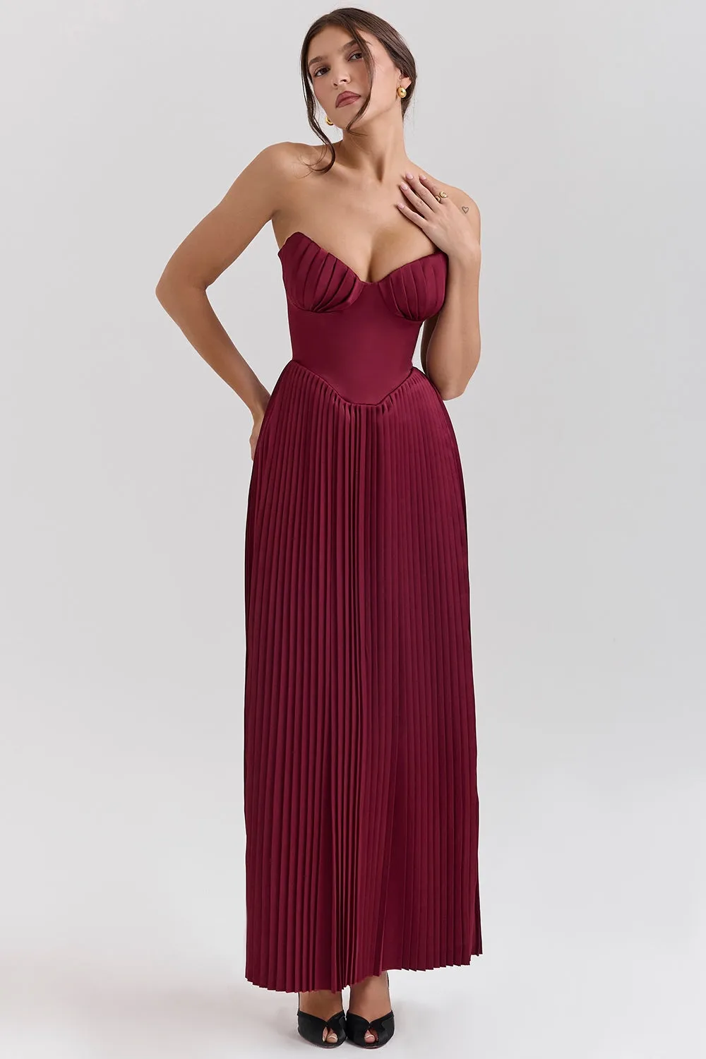 Wine Red – Sexy Strapless Slim Fit Maxi Dress sold by Viva Estel product image thumbnail 3