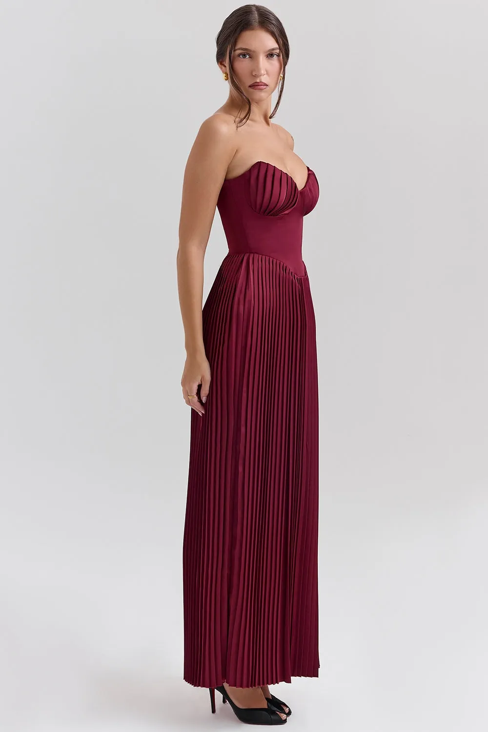 Wine Red – Sexy Strapless Slim Fit Maxi Dress sold by Viva Estel product image thumbnail 4