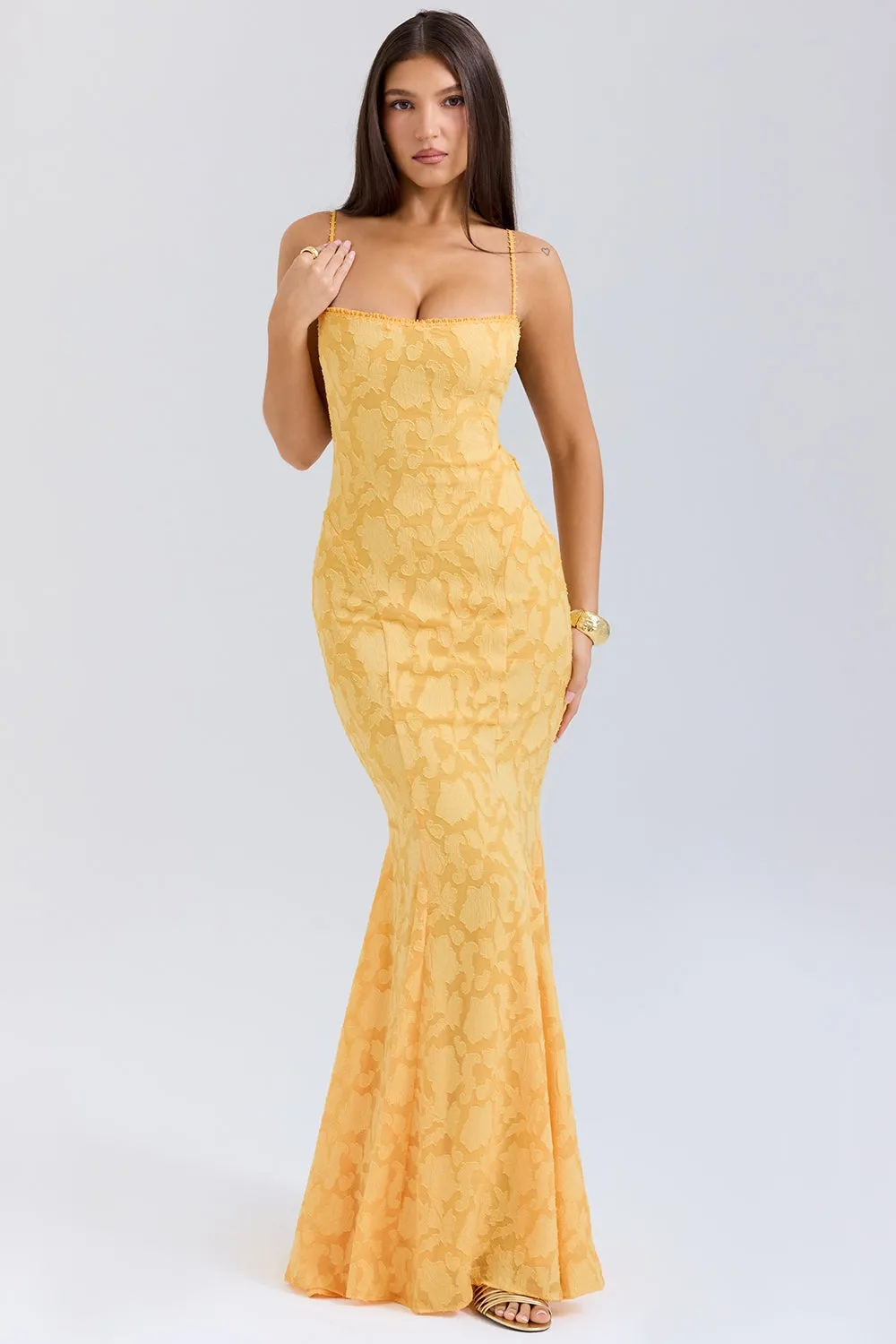 Yellow – Elegant Waist-Cinched Slip Dress sold by Viva Estel product image thumbnail 4