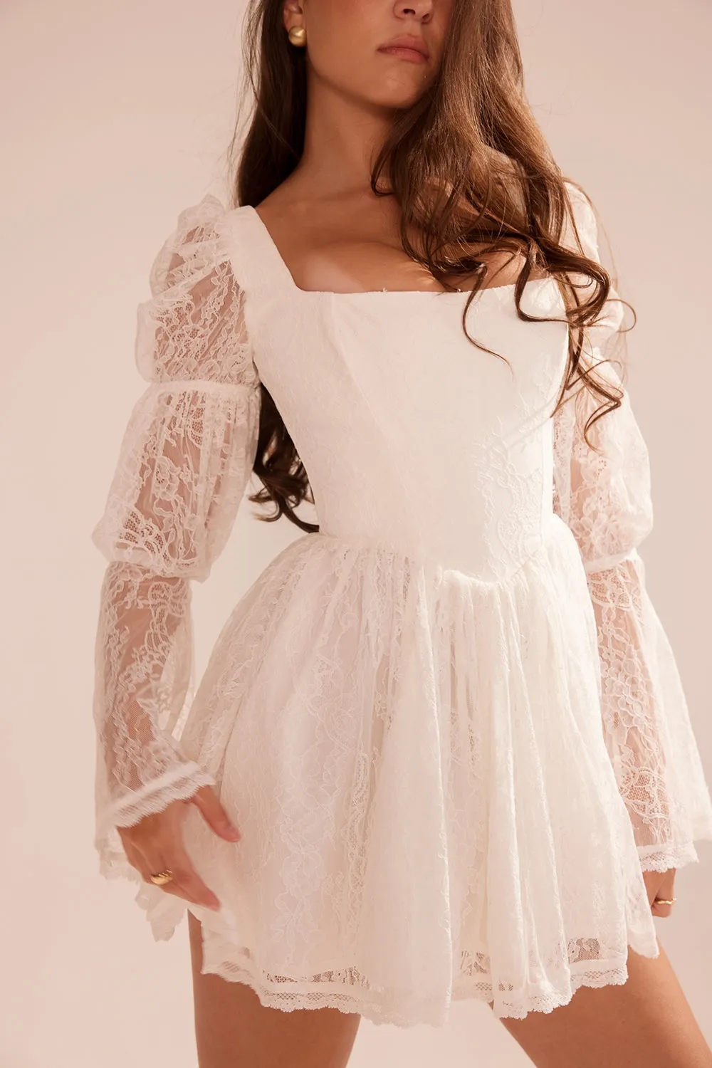 White - Elegant Lace Fitted Dress sold by Viva Estel product image thumbnail 2